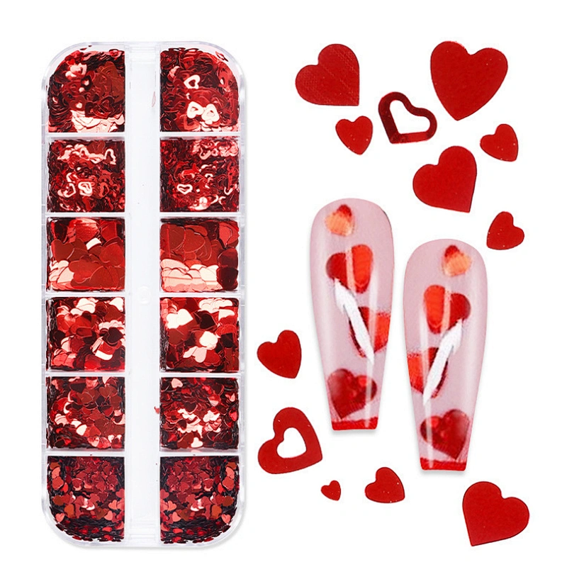 Heart Star Flowers Nail Art Sequins